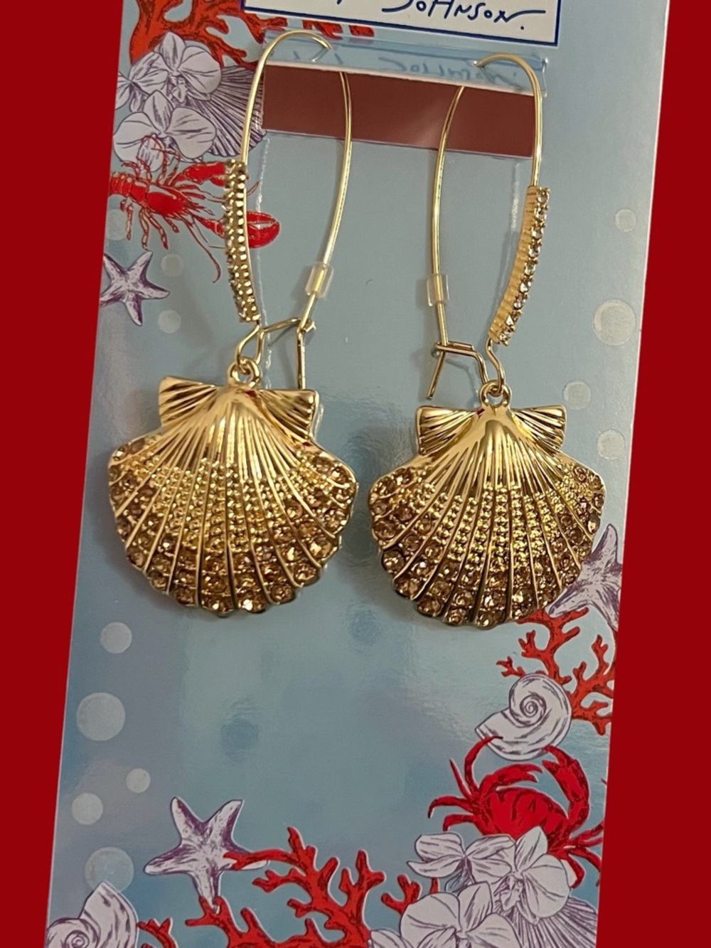 Betsey Johnson Gold Shell Drop Earrings